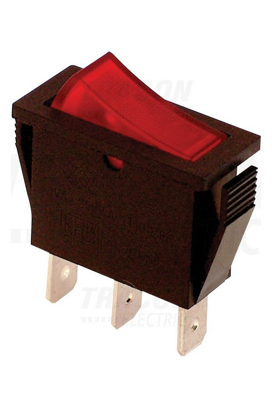 Készülékkapcsoló billentyűs 1P 16A 250V jelzőlámpa lapos sarus karmos TRACON - TES-21
