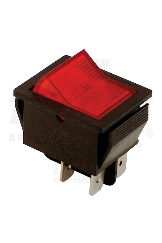 Készülékkapcsoló billentyűs 2P 16A 250V jelzőlámpa lapos sarus karmos TRACON - TES-41