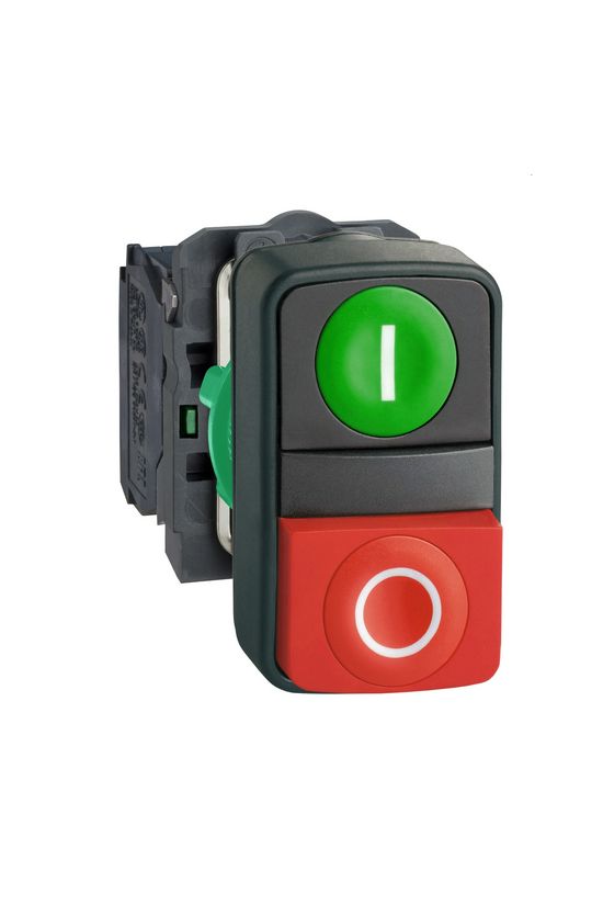 Kettős nyomógomb komplett műa. d22 I/O piros/zöld magas visszaugró 1z 1ny Harmony XB5 Schneider - XB5AL73415