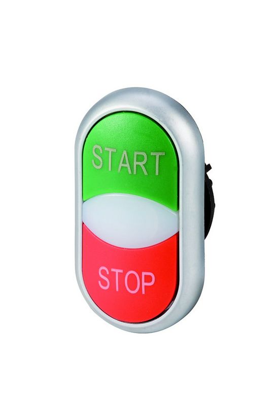 Kettős nyomógombfej műanyag d22 jelzőlámpával világító lapos kerek M22-DDL-GR-GB1/GB0 EATON - 216702