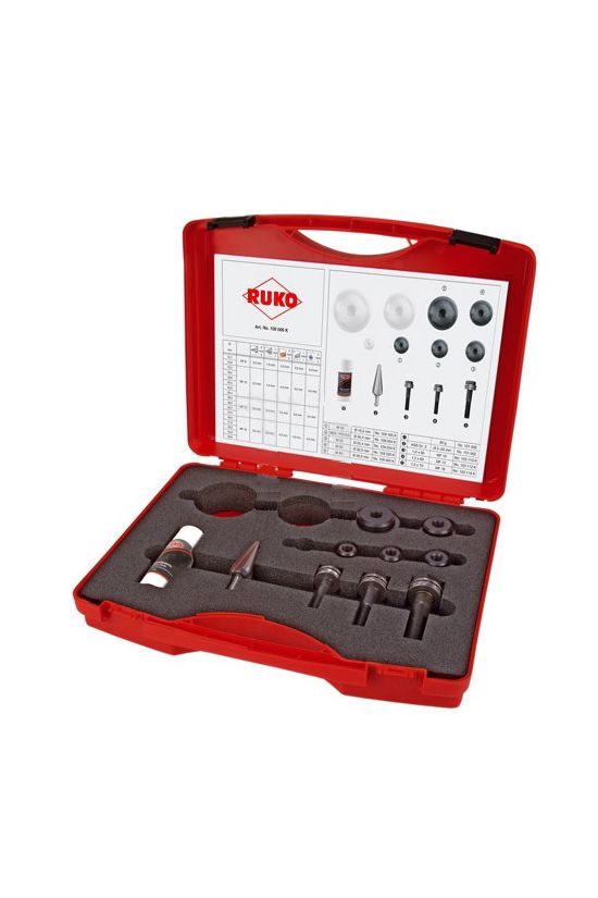 Kézi lyukasztókészlet M16-M40 max.4mm-lemezhez acél-hoz 5bélyeggel 16.5-40.5mm 3 RUKO - 109006K