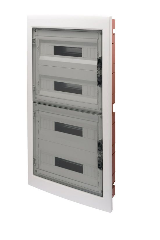 Kiselosztó 2db PE/N műanyag 4x 18M süllyesztett fehér IP40 átlátszó kivágott ajtó 40CDi GEWISS - GW40611BD