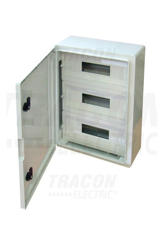 Kiselosztó maszkos PE/N-sín műanyag 3x 17M falonkívüli szürke IP65 teli ajtó TME TRACON - TME504018M