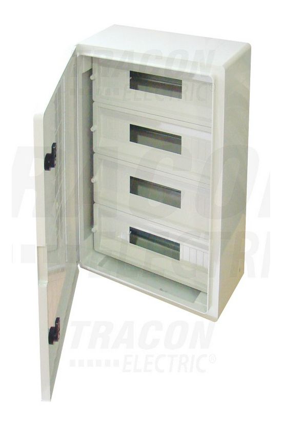 Kiselosztó maszkos PE/N-sín műanyag 4x 17M falonkívüli szürke IP65 teli ajtó TME TRACON - TME604020M