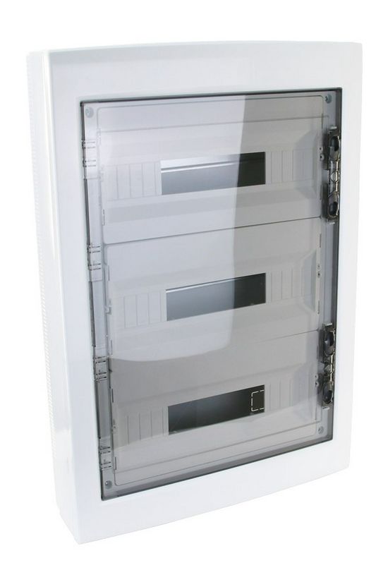 Kiselosztó PE/N-sínnel műanyag 3x 18M falonkívüli fehér IP40 átlátszó teli ajtó EDFKS TRACON - EDFKS-18/3