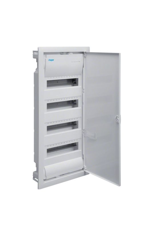 Kiselosztó PE/N-sínnel 63A műanyag 4x 12M süllyesztett fehér IP30 teli ajtó Volta Hager - VU48NE