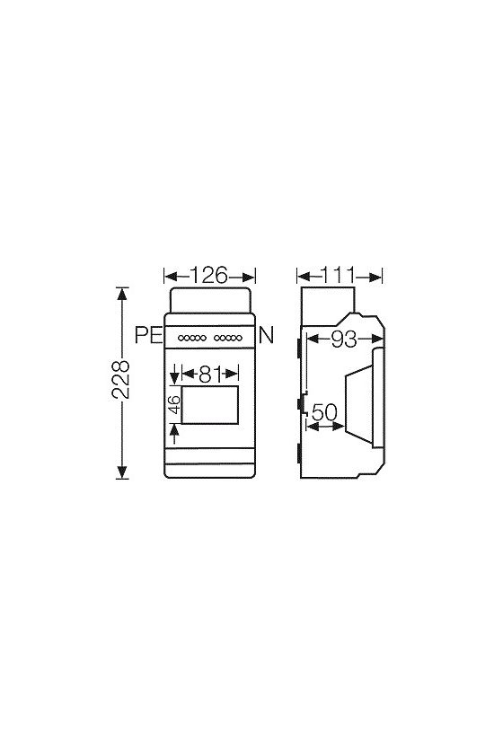 Kiselosztó PE/N sínnel rugós műanyag 1x 4M falonkívüli szürke IP65 átlátszó ajtó KV 9104 Hensel - 6100056