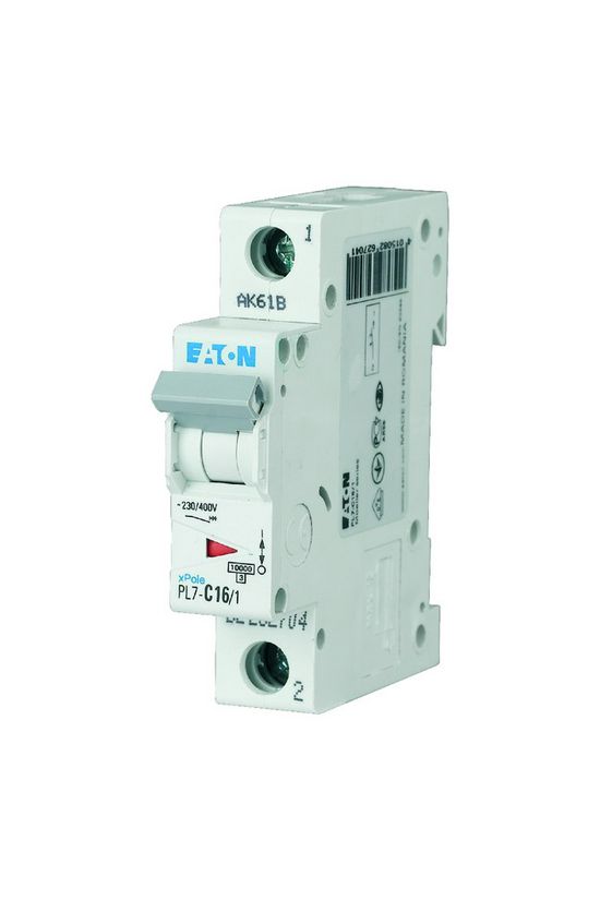 Kismegszakító 1P 16A B-jelleg 230V AC 10kA/60898 PL7-B16/1 EATON - 262676