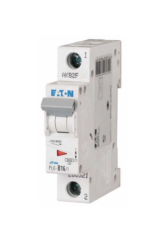 Kismegszakító 1P 16A B-jelleg 230V AC 6kA/60898 1M PL6-B16/1 EATON - 286521