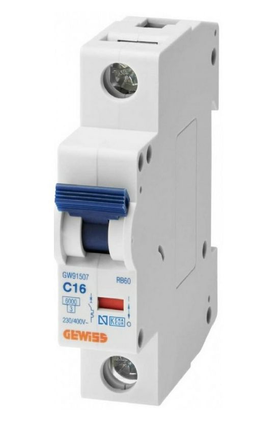 Kismegszakító 1P 20A C-jelleg 500V AC 6kA/60898 4.5kA/60947 1M RB60 GEWISS - GW91508