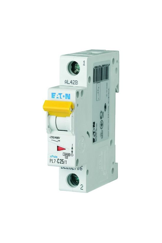 Kismegszakító 1P 25A C-jelleg 230V AC 10kA/60898 PL7-C25/1 EATON - 262706