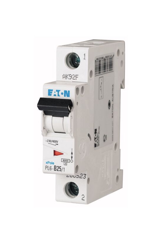 Kismegszakító 1P 25A C-jelleg 230V AC 6kA/60898 1M PL6-C25/1 EATON - 286535
