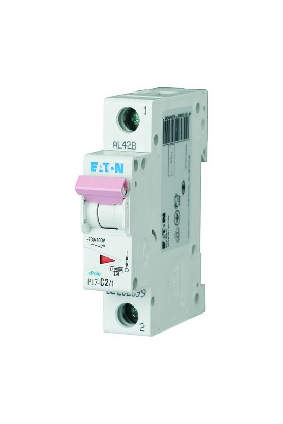 Kismegszakító 1P 2A C-jelleg 230V AC 10kA/60898 PL7-C2/1 EATON - 262699