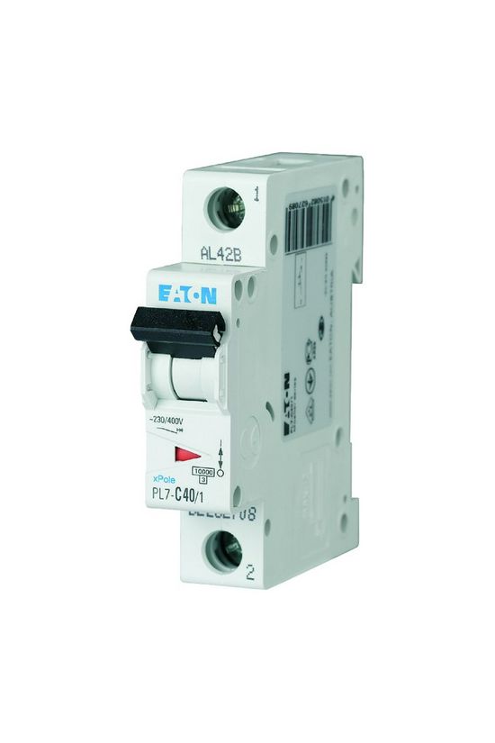Kismegszakító 1P 40A C-jelleg 230V AC 10kA/60898 PL7-C40/1 EATON - 262708