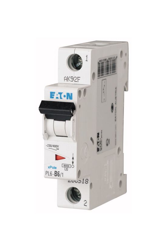 Kismegszakító 1P 6A B-jelleg 230V AC 6kA/60898 1M PL6-B6/1 EATON - 286518