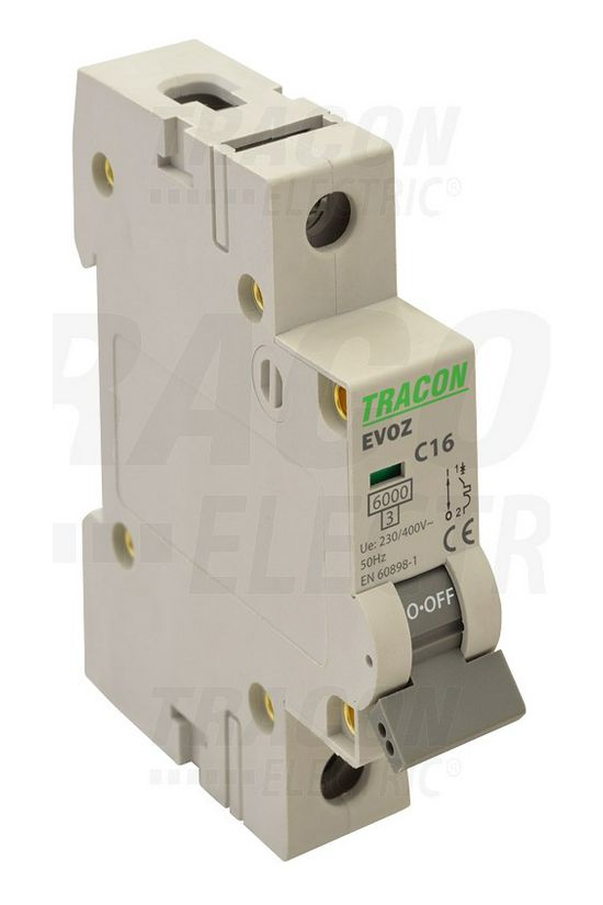 Kismegszakító 1P 6A C-jelleg 230V AC 6kA/60898 1M EVOZ TRACON - EVOZ1C6