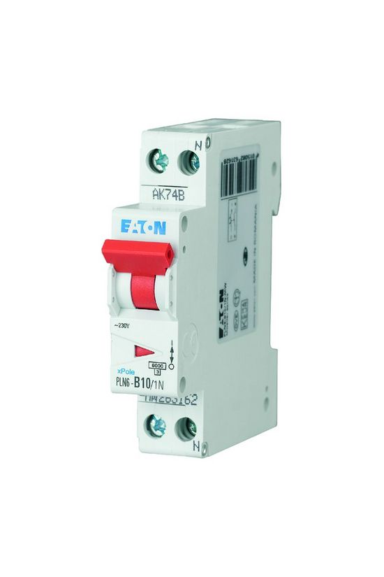 Kismegszakító 1P+N 10A B-jelleg 230V AC 6kA/60898 PLN6-B10/1N-DE EATON - 263270