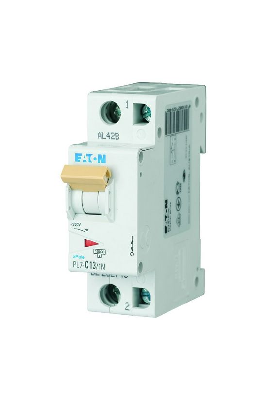 Kismegszakító 1P+N 13A C-jelleg 230V AC 10kA/60898 PL7-C13/1N EATON - 262748