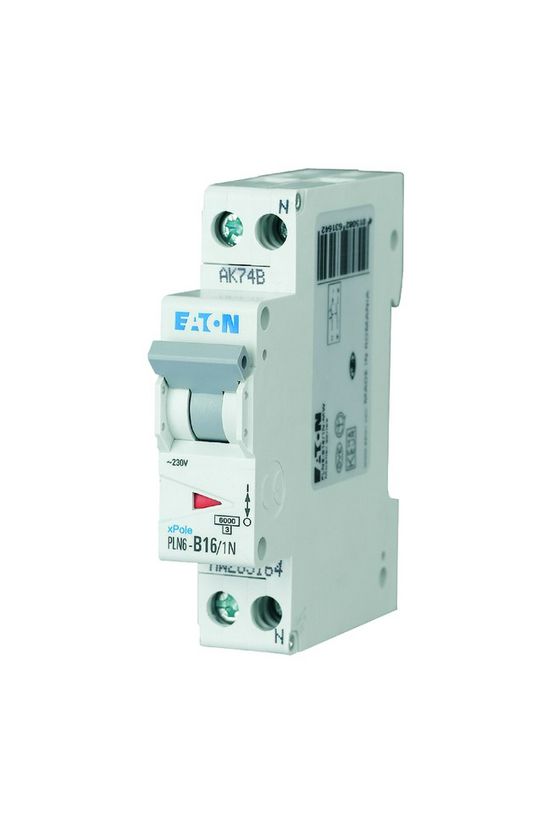 Kismegszakító 1P+N 16A C-jelleg 230V AC 6kA/60898 PLN6-C16/1N-DE EATON - 263282