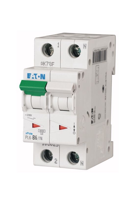Kismegszakító 1P+N 6A C-jelleg 400V AC 6kA/60898 3M PL6-C6/1N EATON - 106031