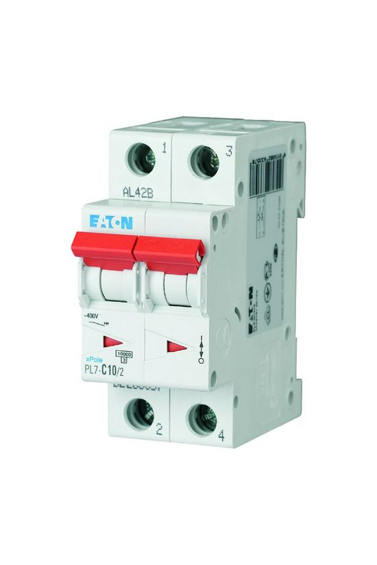Kismegszakító 2P 10A C-jelleg 400V AC 10kA/60898 PL7-C10/2 EATON - 263357