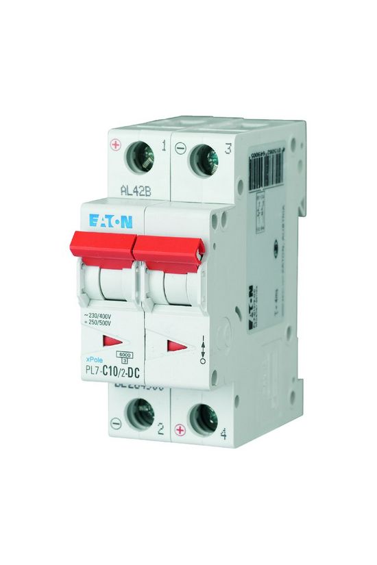 Kismegszakító 2P 10A C-jelleg 48V DC 10kA/60898 PL7-C10/2-DC EATON - 264900