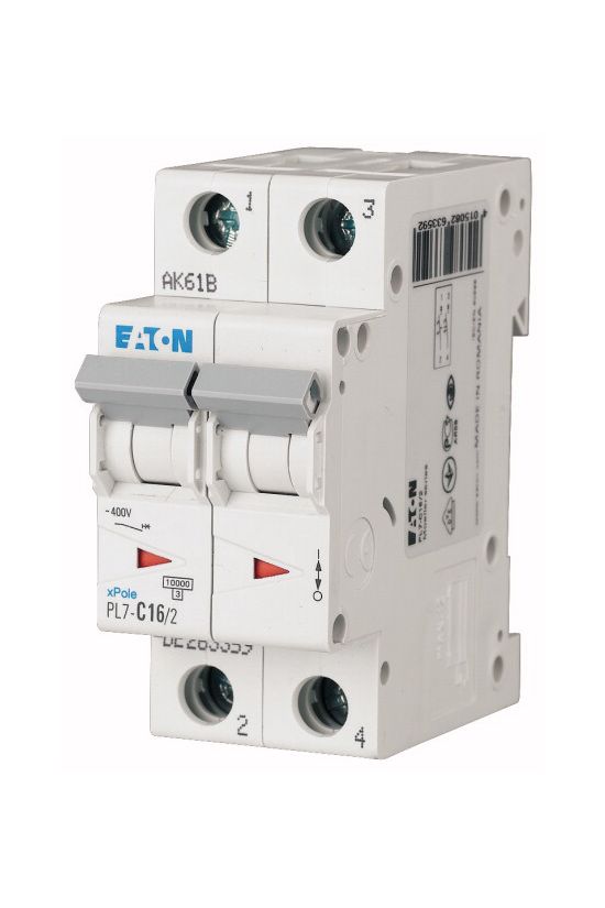 Kismegszakító 2P 16A C-jelleg 400V AC 10kA/60898 PL7-C16/2 EATON - 263359