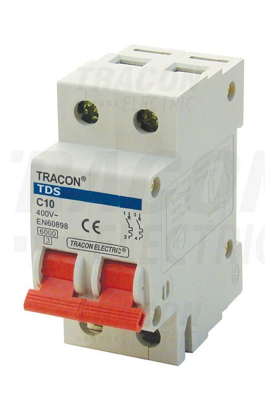 Kismegszakító 2P 1A B-jelleg 400V AC 6kA/60898 TDS TRACON - TDS-2B-1