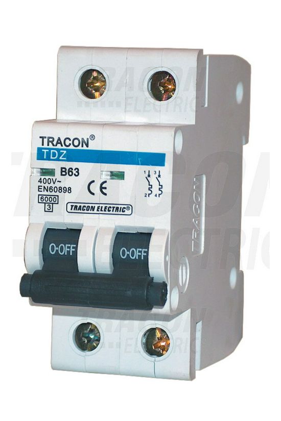 Kismegszakító 2P 4A C-jelleg 400V AC 6kA/60898 TDZ TRACON - TDZ-2C-4