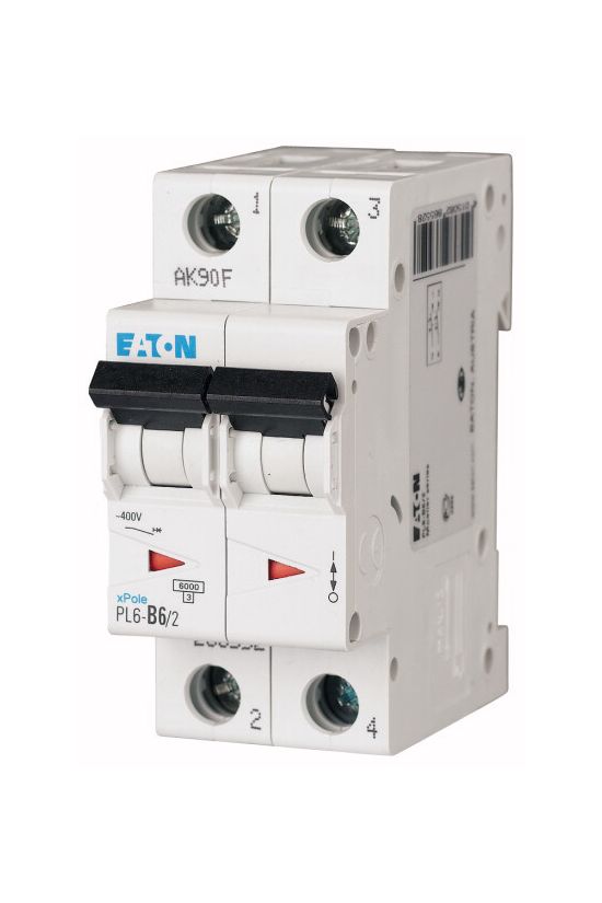 Kismegszakító 2P 6A C-jelleg 400V AC 6kA/60898 2M PL6-C6/2 EATON - 286564