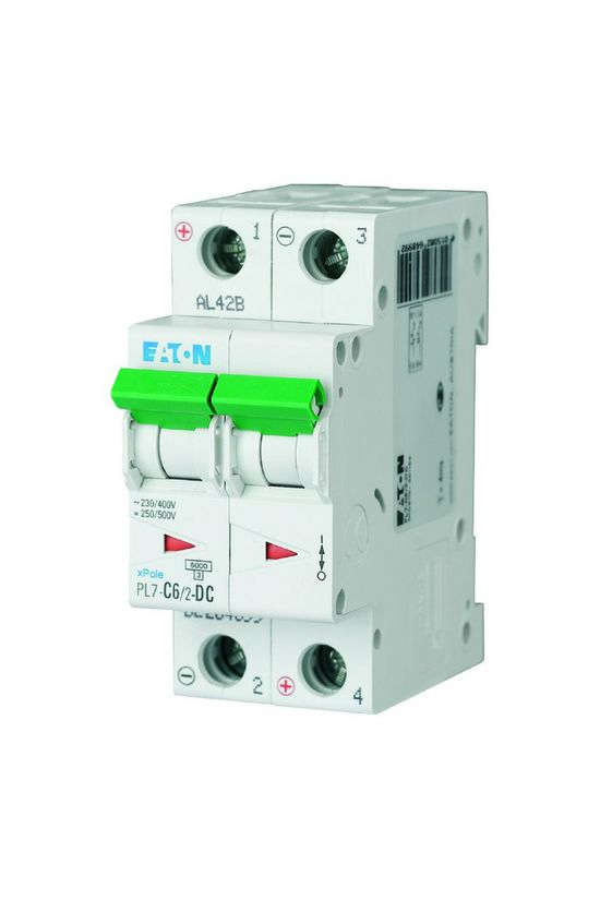 Kismegszakító 2P 6A C-jelleg 48V DC 10kA/60898 PL7-C6/2-DC EATON - 264899