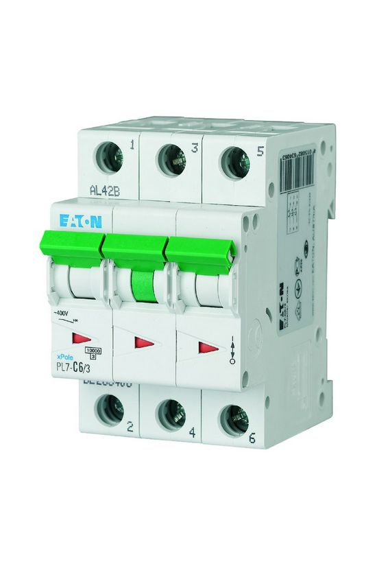 Kismegszakító 3P 6A C-jelleg 400V AC 10kA/60898 3M PL7-C6/3 EATON - 263406