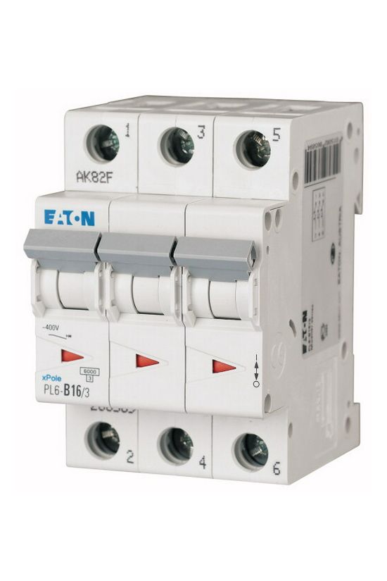 Kismegszakító 3P 16A B-jelleg 400V AC 6kA/60898 3M PL6-B16/3 EATON - 286589