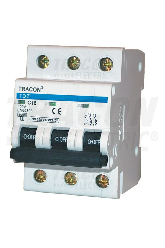 Kismegszakító 3P 1A C-jelleg 400V AC 6kA/60898 TDZ TRACON - TDZ-3C-1