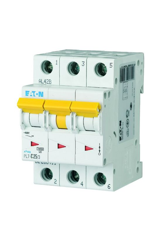 Kismegszakító 3P 25A C-jelleg 400V AC 10kA/60898 PL7-C25/3 EATON - 263411