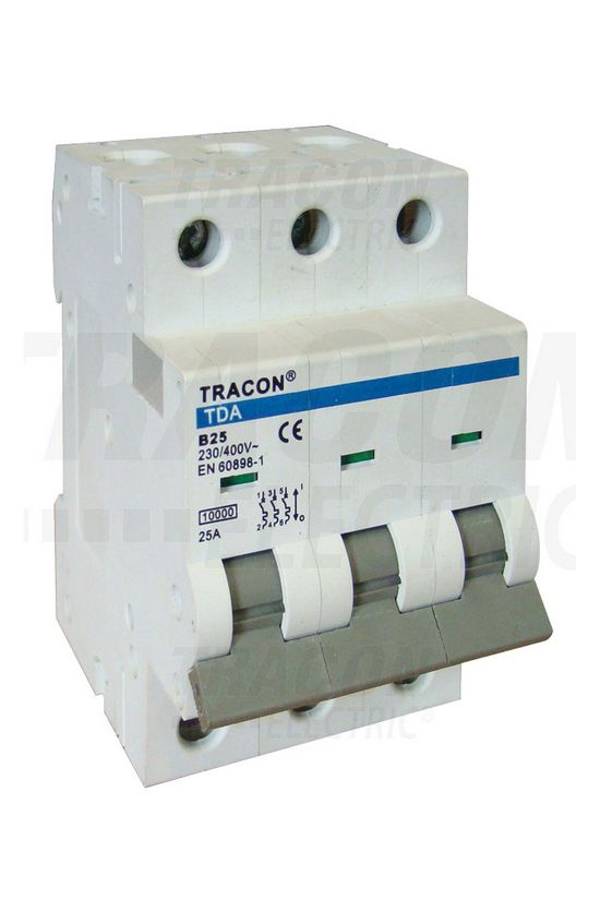 Kismegszakító 3P 25A C-jelleg 400V AC 10kA/60898 TDA TRACON - TDA-3C-25