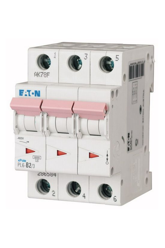 Kismegszakító 3P 2A C-jelleg 400V AC 6kA/60898 3M PL6-C2/3 EATON - 286596