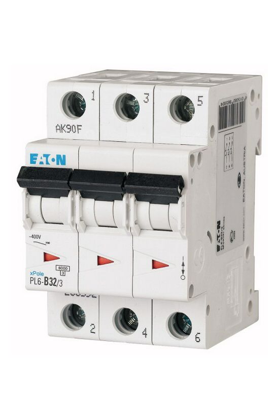 Kismegszakító 3P 32A C-jelleg 400V AC 6kA/60898 3M PL6-C32/3 EATON - 286604