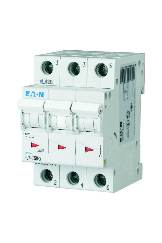 Kismegszakító 3P 50A C-jelleg 400V AC 10kA/60898 PL7-C50/3 EATON - 263414