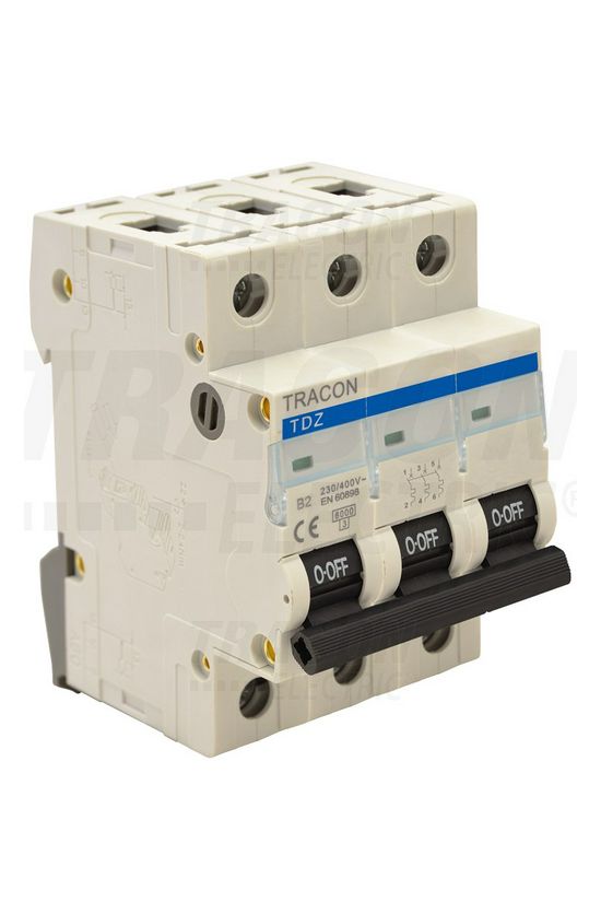 Kismegszakító 3P 63A D-jelleg 400V AC 6kA/60898 TDZ TRACON - TDZ-3D-63
