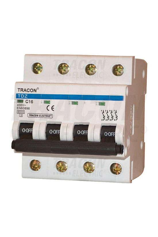 Kismegszakító 3P+N 32A C-jelleg 400V AC 6kA/60898 TDZ TRACON - TDZ-4C-32