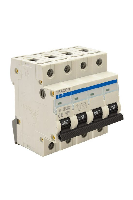 Kismegszakító 4P 25A B-jelleg 400V AC 6kA/60898 4M TDZ TRACON - TDZ-4B-25