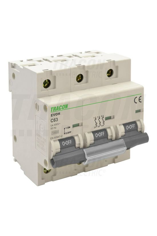 Kismegszakító nagyáramú 3P 80A C-jelleg 400V AC 10kA/60898 EVOH TRACON - EVOH380