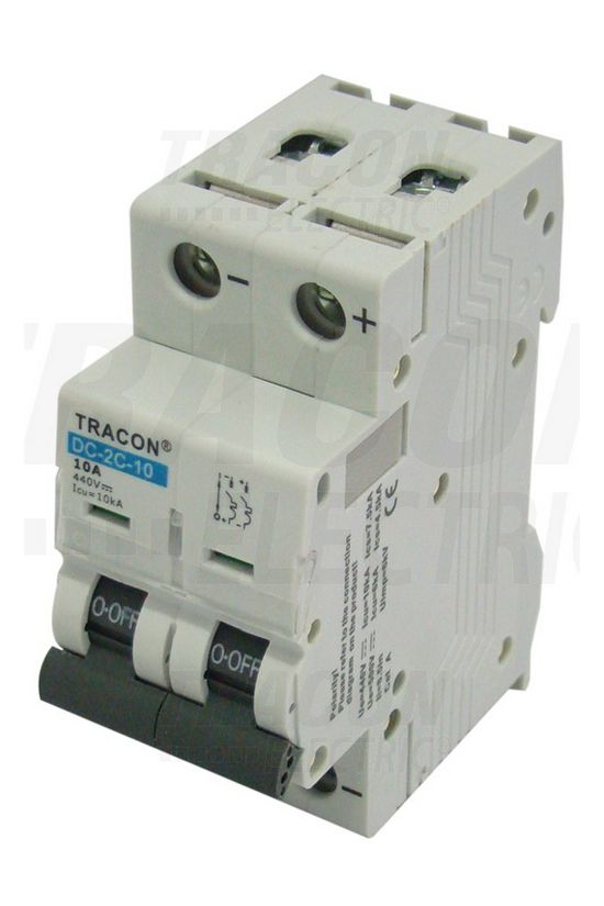 Kismegszakító napelemhez 2P 10A C-jelleg 250V DC 6kA/60898 DC TRACON - DC-2C-10