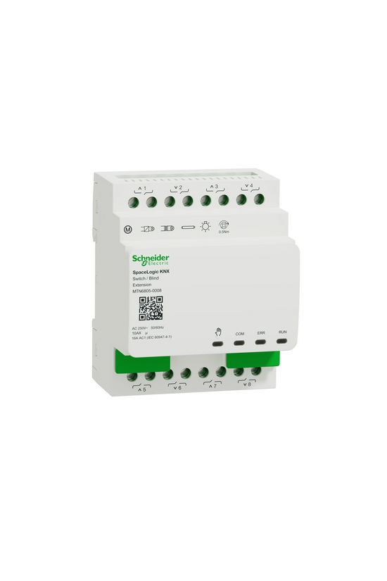 KNX redőny és kapcsolóaktor bővítő (8RO) kalapsínre 4x 16A AC 4M-DIN SpaceLogic Schneider - MTN6805-0008