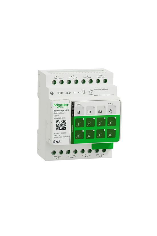 KNX redőny és kapcsolóaktor master (8RO) kalapsínre 4x 16A AC 4M-DIN SpaceLogic Schneider - MTN6705-0008