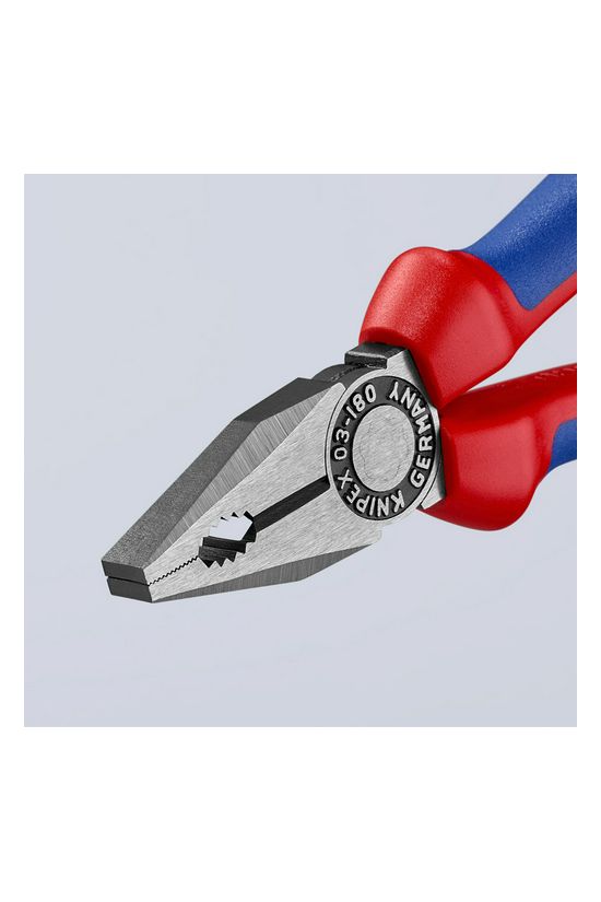 Kombinált fogó 60HRC max.d12/3,4/2,2mm-vágás piros-kék polírozott 180mm KNIPEX - 0302180
