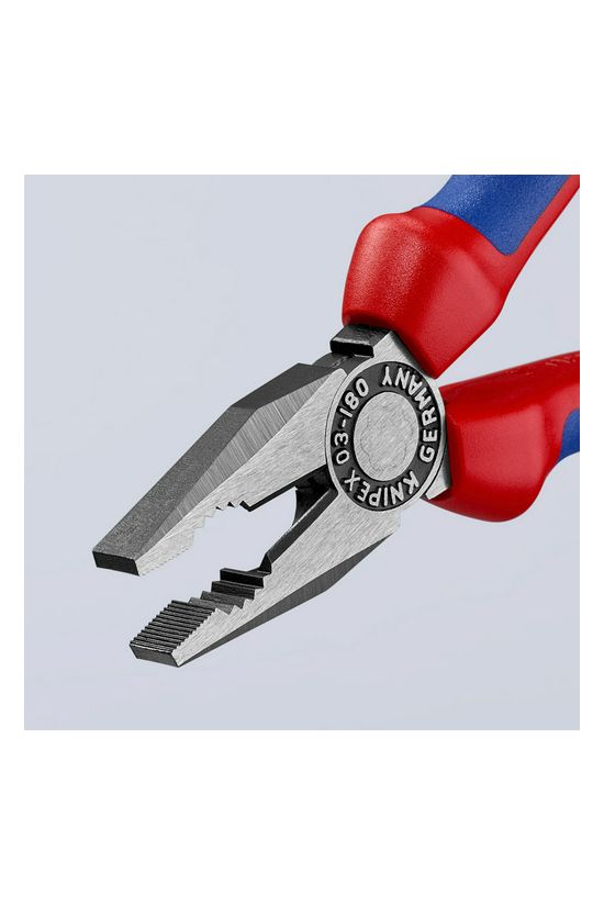 Kombinált fogó 60HRC max.d12/3,4/2,2mm-vágás piros-kék polírozott 180mm KNIPEX - 0302180