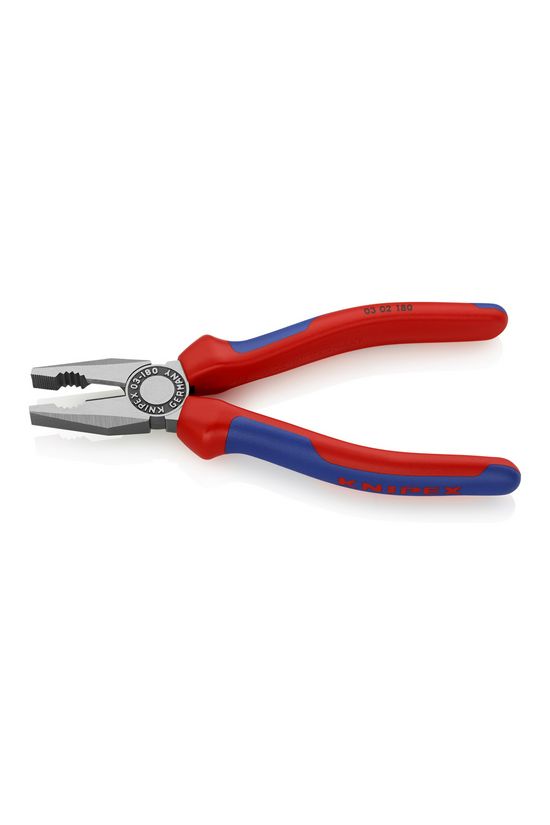 Kombinált fogó 60HRC max.d12/3,4/2,2mm-vágás piros-kék polírozott 180mm KNIPEX - 0302180
