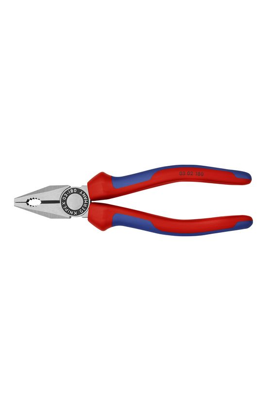 Kombinált fogó 60HRC max.d12/3,4/2,2mm-vágás piros-kék polírozott 180mm KNIPEX - 0302180